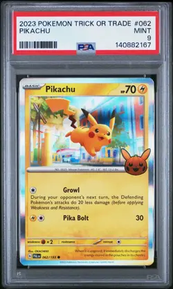 2023 POKEMON TRICK OR TRADE #062 PIKACHU PSA 9 - Image 1