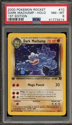 Pokemon Dark Machamp Team Rocket 1st Edition Holo Rare #10 PSA 8 - Image 1