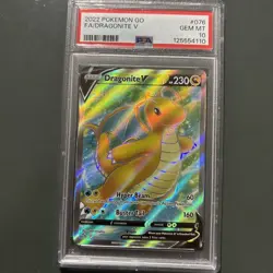 Pokemon Dragonite V Full Art Holo Rare #076 2022 Pokemon GO PSA 10 GEM MINT - Image 1