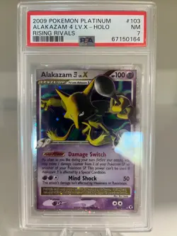 ALAKAZAM LV. X Holo - 2009 POKEMON PLATINUM RISING RIVALS #103 - PSA 7 - Image 3