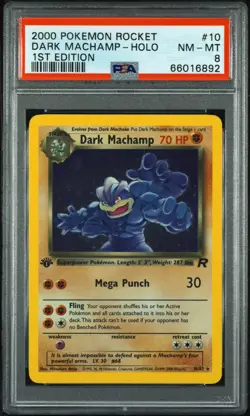 2000 POKEMON ROCKET #10 DARK MACHAMP-HOLO 1ST EDITION PSA 8 - Image 1