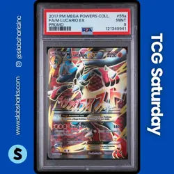 2017 POKEMON XY FURIOUS FISTS MEGA POWERSE COL PROMO #55A/111 M LUCARIO EX PSA 9 - Image 1