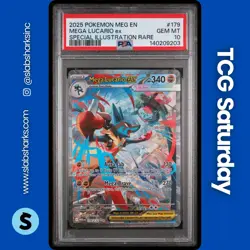 2025 POKEMON MEGA EVOLUTION #179/132 LUCARIO EX SIR PSA 10 - Image 1