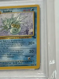 1999 Pokemon 1st Edition Fossil Seadra #42 Card TCG WOTC Mint PSA 9 Still Sealed - Image 3