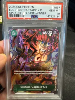 2024 One Piece Promo OP07 Pre-Release Winner #067 Eustass "Captain" Kid PSA 10 - Image 1