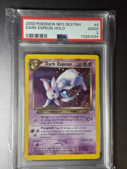 PSA 2 (LOW POP) Dark Espeon HOLO 4/105 Pokemon TCG Neo Destiny 2002 WITH SWIRL - Image 1
