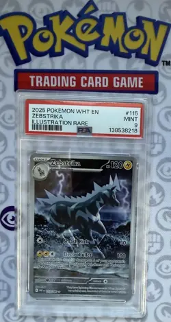 2025 POKEMON WHT EN-WHITE FLARE ILLUSTRATION RARE #115 ZEBSTRIKA - PSA 9 MINT - Image 1