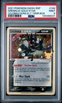 2021 POKEMON SWSH BLACK STAR PROMO #144 GRENINJA-GOLD PSA 9 #SWSH144 CELEBRATION - Image 1