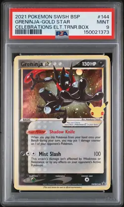 2021 POKEMON SWSH BLACK STAR PROMO #144 GRENINJA-GOLD STAR PSA 9 - Image 1