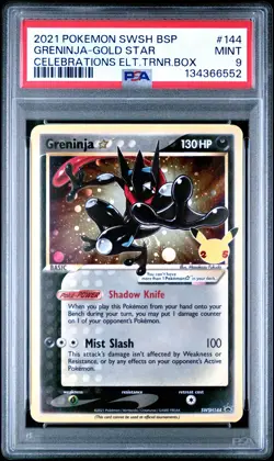 2021 POKEMON SWSH BLACK STAR PROMO #144 GRENINJA-GOLD STAR PSA 9 - Image 1