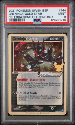 2021 POKEMON SWSH BLACK STAR PROMO #144 GRENINJA-GOLD STAR PSA 9 - Image 1