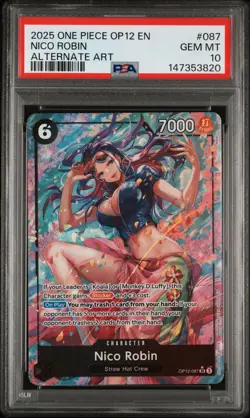 One Piece English Nico Robin OP12-087 Legacy of the Master PSA 10 GEM Alt Art - Image 1
