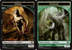 1x Zombie Token (008/024) // Elephant Token (014/024) MTG Commander 2015 NM Magi - Image 1