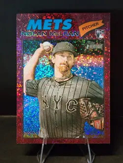 Nolan McLean-2026 Topps Heritage Burgundy Sparkle RC-#150-New York Mets - Image 1