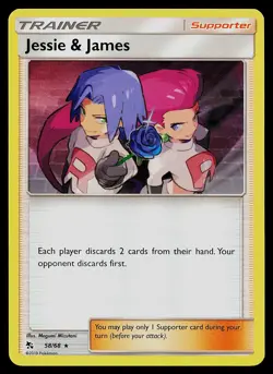 Pokemon Card - Jessie & James Hidden Fates 58/68 Holo Rare 2019 - Image 1