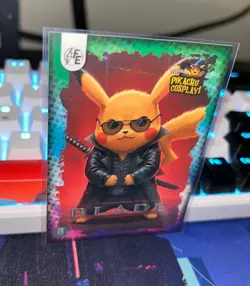 Pikachu Cosplay "Blade" Card - Limited Dan Art Promo - Holo Custom Pokemon Art - Image 1