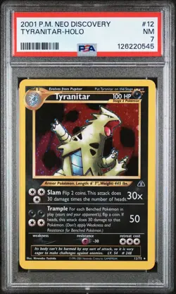 PSA 7 NM Tyranitar Neo Discovery Holo Rare Pokemon Card 12/75 - Image 1
