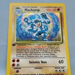 Machamp 8/102 Base Set 1st Edition Holo Rare 100 HP Stage 2 Pokemon TCG 1999 - Image 1