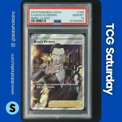 2020 POKEMON SWSH REBEL CLASH #189/192 BOSS'S ORDERS: GIOVANNI FULL ART PSA 10 - Image 1