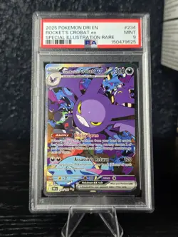 2025 POKEMON DRI EN-DESTINED RIVALS 234 TEAM ROCKET'S CROBAT EX SIR PSA 9 - Image 1