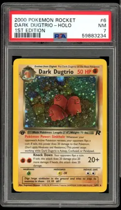 2000 Pokemon Team Rocket 1st Edition #6 Dark Dugtrio Holo PSA 7 NM - Image 1