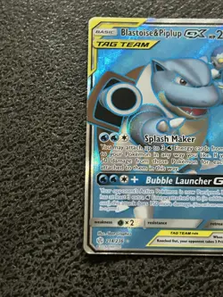 Pokemon Blastoise & Piplup GX Ultra Rare Full Art Holo 214/236 Sm-Cosmic Eclipse - Image 2