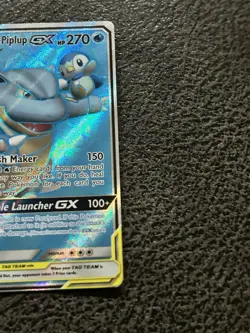 Pokemon Blastoise & Piplup GX Ultra Rare Full Art Holo 214/236 Sm-Cosmic Eclipse - Image 3
