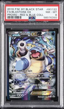 2016 POKEMON XY BLACK STAR PROMO #XY122 FULL ART/BLASTOISE EX PSA 8 - Image 1