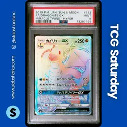 2019 POKEMON JP SUN & MOON MIRACLE TWIN #112/094 DRAGONITE GX HYPER RARE PSA 9 - Image 1