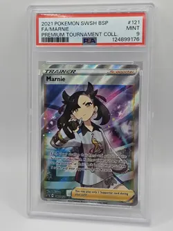 PSA 9 Marnie SWSH121 Promo 2021 Premium Tournament Collection Pokemon TCG - Image 1