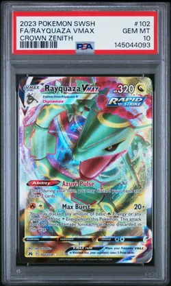 2023 Pokemon Sword and Shield Crown Zenith #102 Rayquaza VMAX Full Art PSA 10 - Image 1