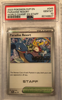 Pokemon PSA 10 Gem Mint Paradise Resort STAFF #045 World Championship 2023 EN - Image 1