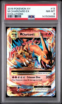2016 POKEMON XY EVOLUTIONS #13 M CHARIZARD EX PSA 8 NM MT - Image 1
