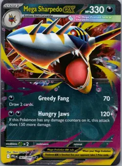 Mega Sharpedo ex 061/094 Double Rare Phantasmal Flames Pokemon Holo Near Mint - Image 1