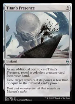 MTG Titan's Presence - Foil, Battle For Zendikar, Moderately Played, English - Image 1
