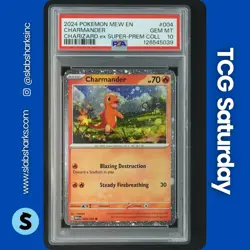 2024 POKEMON CHARIZARD EX SPC PROMO #004/165 CHARMANDER COSMOS HOLO PSA 10 - Image 1