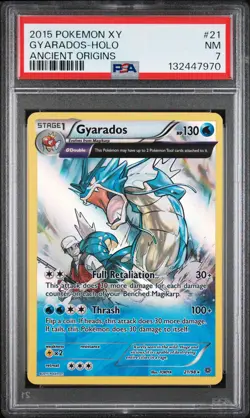 2015 POKEMON XY ANCIENT ORIGINS #21 GYARADOS-HOLO PSA 7 - Image 1