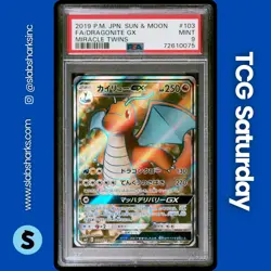 2019 POKEMON JP SUN & MOON MIRACLE TWIN #103/094 DRAGONITE GX SUPER RARE PSA 9 - Image 1