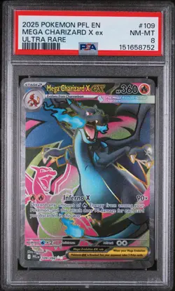 Pokemon Mega Charizard X ex 109/094 PSA 8 Phantasmal Flames Ultra Rare - Image 1