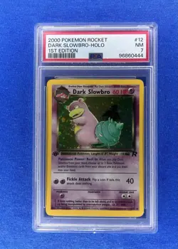 DARK SLOWBRO-HOLO 1ST EDITION 2000 Tail SWIRL POKEMON ROCKET 12/82 PSA 7 - Image 1
