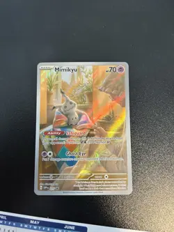 Pokemon TCG Mimikyu Scarlet & Violet Paldean Fates ETB Promo 075 DMG - Image 1