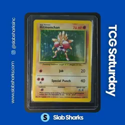 1999 POKEMON BASE SET UNLIMITED #7/102 HITMONCHAN HOLO RARE - Image 1