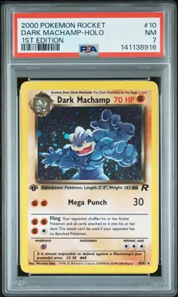 2000 POKEMON ROCKET 1ST ED #10 DARK MACHAMP-HOLO PSA 7 - Image 1