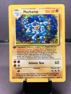 Pokemon TCG Machamp Holo 1st Edition Base Set #8/102 Holo Rare VTG WOTC - Image 1