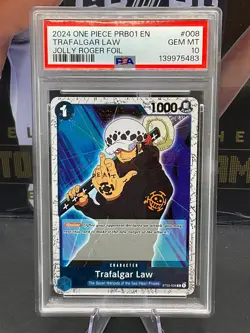 2024 One Piece PRB-01 English Trafalgar Law Jolly Roger Foil PSA 10 GEM MINT - Image 1