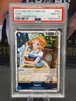 2024 One Piece PRB-01 English Nami Jolly Roger Foil P-053 Promo PSA 10 GEM MINT - Image 1