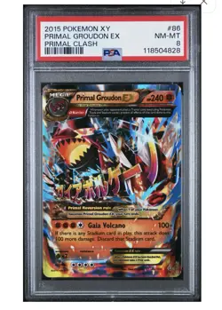 2015 POKEMON XY PRIMAL CLASH #86 PRIMAL GROUDON EX PSA 8 - Image 1