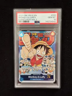 2024 One Piece English #033 Monkey D. Luffy 2023 CS Event Pack PSA 10 GEM MINT - Image 1