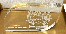 Pokemon City Championship Etched Glass Trophy 2014 Champion with Original OOP - Image 1