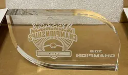 Pokemon City Championship Etched Glass Trophy 2014 Champion with Original OOP - Image 3